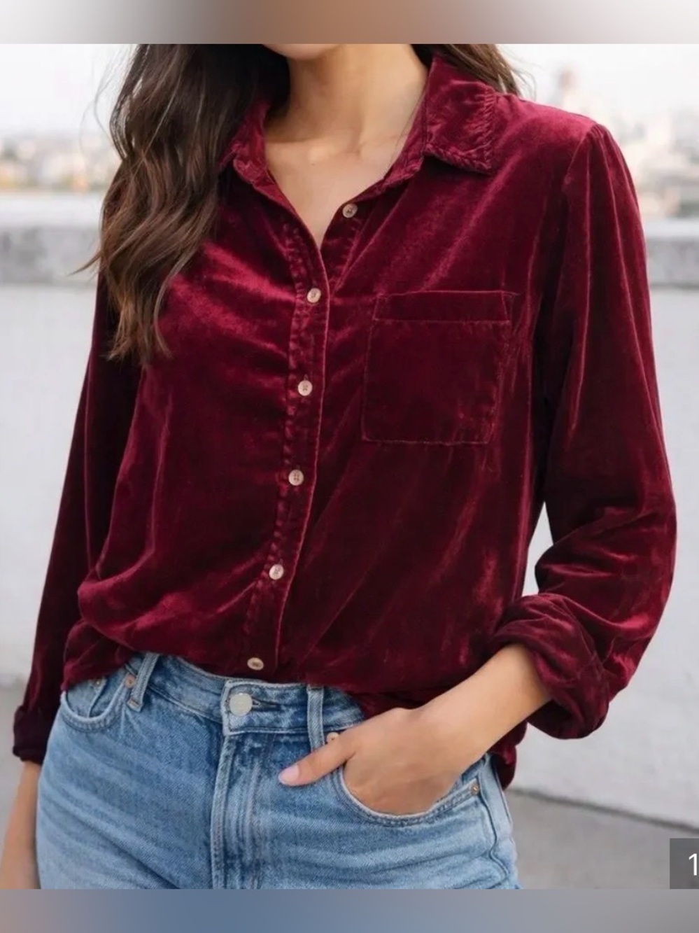 MAEVE Anthropologie blouse button down women’s faux tortoise shell like button